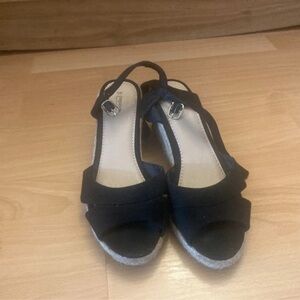 Papaya Navy Espadrille Wedges